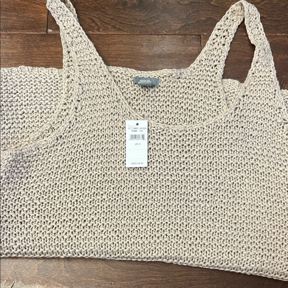 Aerie Beige Knit Tank Top